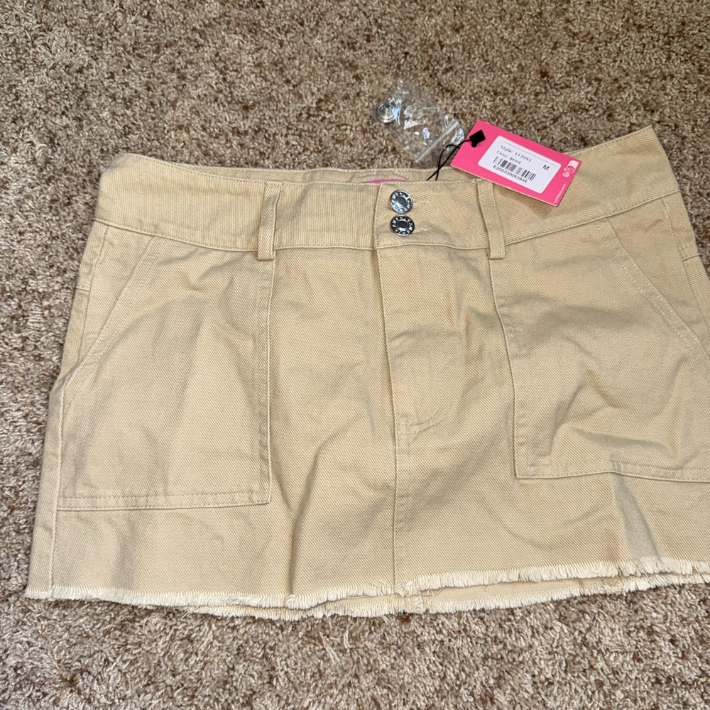 Edikted beige cargo mini skirt